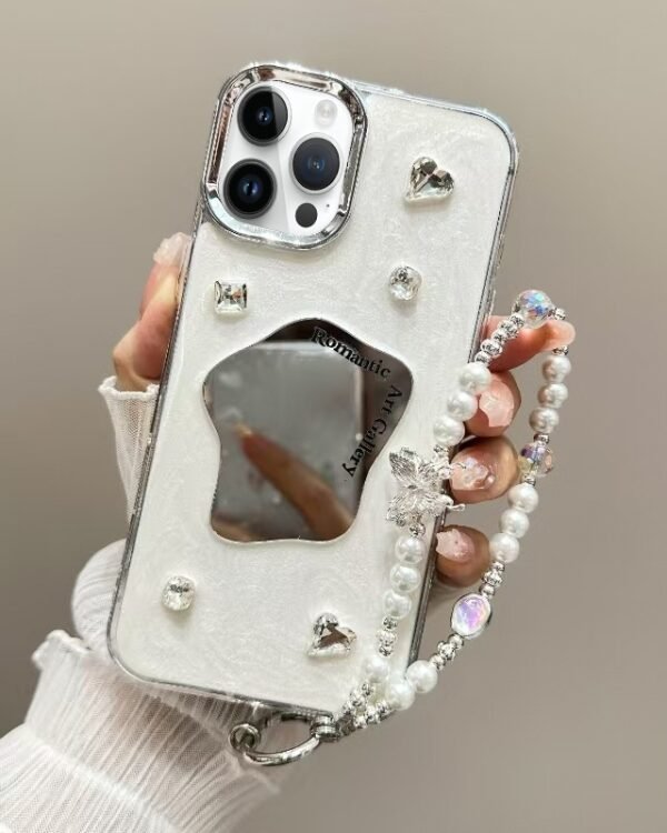 Cream Mirror Bracelet Chain TPU Phone Case, For iPhone 13 Pro Max, For iPhone 13 Pro, For iPhone 13, For iPhone  12, For iPhone 12 Pro Max, For iPhone 12 Pro