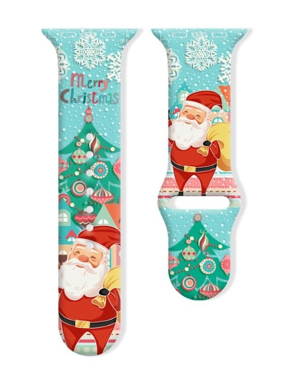 Christmas Pattern Reverse Buckle Silicone Watch Band, For Apple Watch 42mm / 41mm / 40mm / 38mm