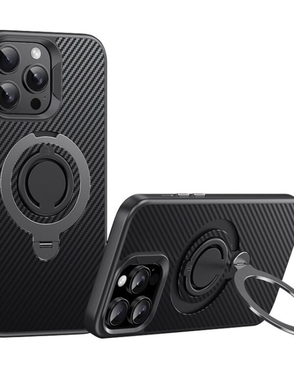 Carbon Fiber MagSafe Phone Case with 360 Degree Rotating Holder, For iPhone 13 Pro, For iPhone 12 / 12 Pro, For iPhone 12 Pro Max