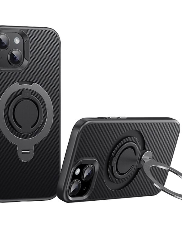 Carbon Fiber MagSafe Phone Case with 360 Degree Rotating Holder, For iPhone 14 / 13, For iPhone 14 Pro, For iPhone 14 Pro Max, For iPhone 13 Pro Max