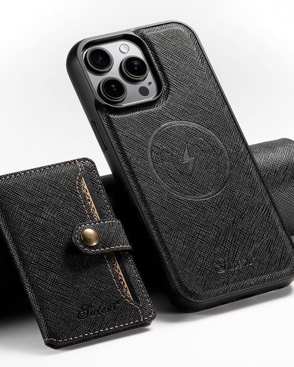 Suteni H20 Cross-Grain MagSafe Horizontal Card Bag Back Phone Case, For iPhone 12 Pro Max, For iPhone 12 Pro